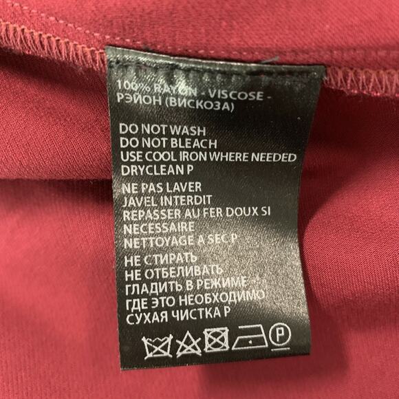 ANN DEMEULEMEESTER Size 4 Burgundy Rayon Solid Shift Dress - Picture 5 of 5